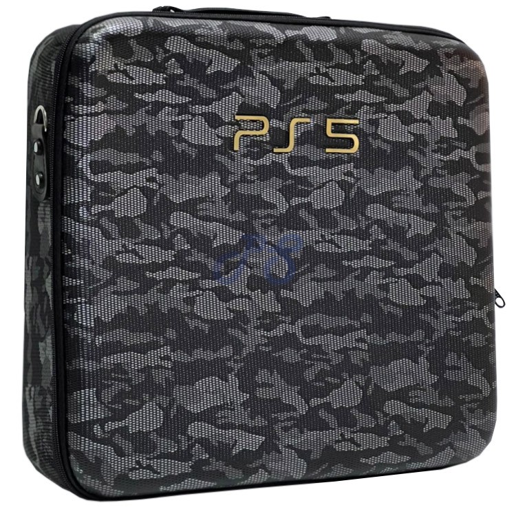 PlayStation 5 Hard Case Black and Grey Camouflage