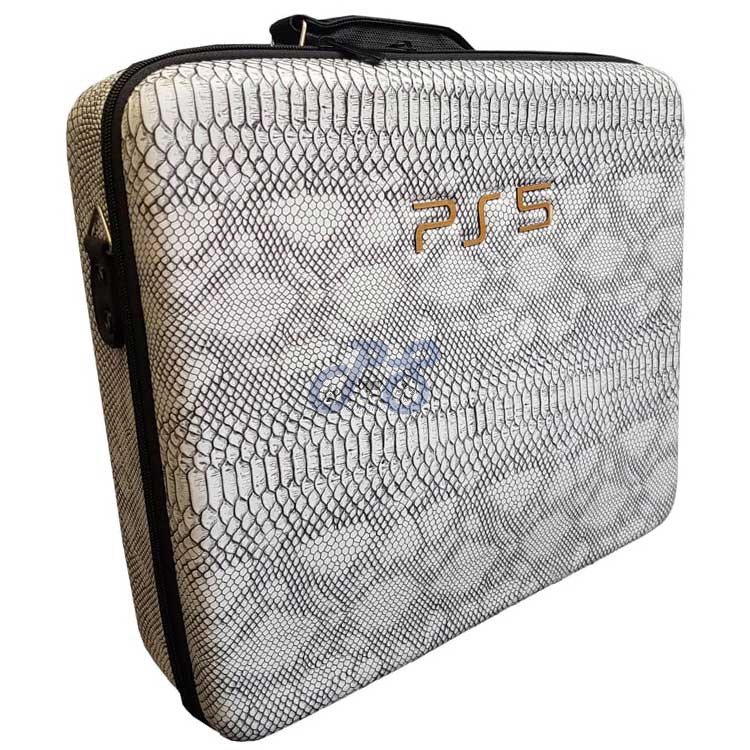playstation 5 hard case snake leather white