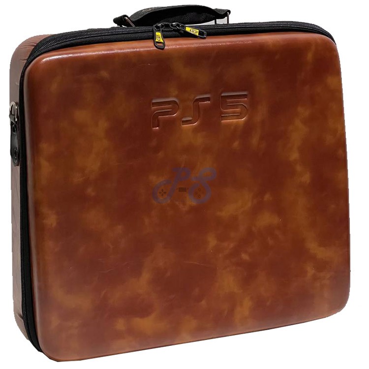 playstation 5 hard case light brown leather