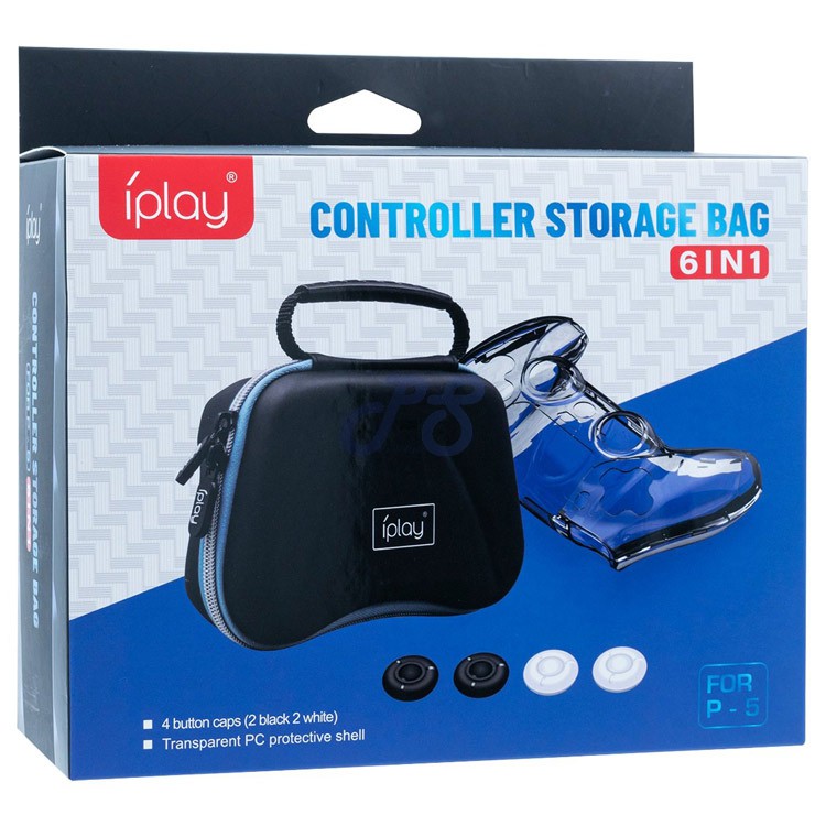 iplay 6 in 1 controller storage bag with transparent cover for ps5