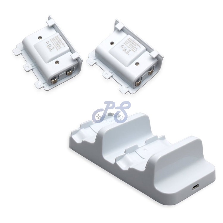 dobe dual charging dock with two batteries for xbox one white