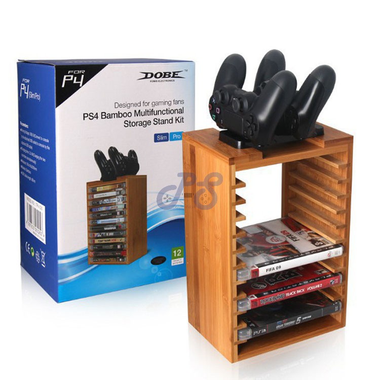 dobe bamboo multifunctional storage stand kit ps4