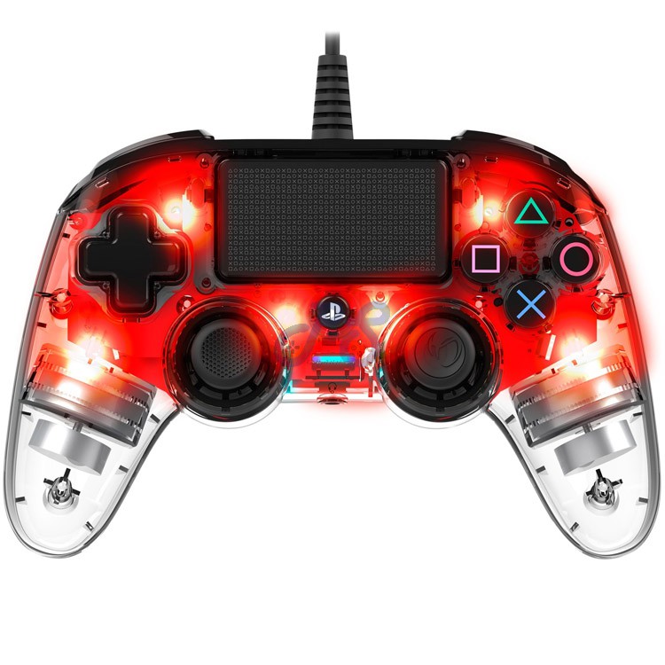 nacon wired illuminated compact controller crystal red ps4