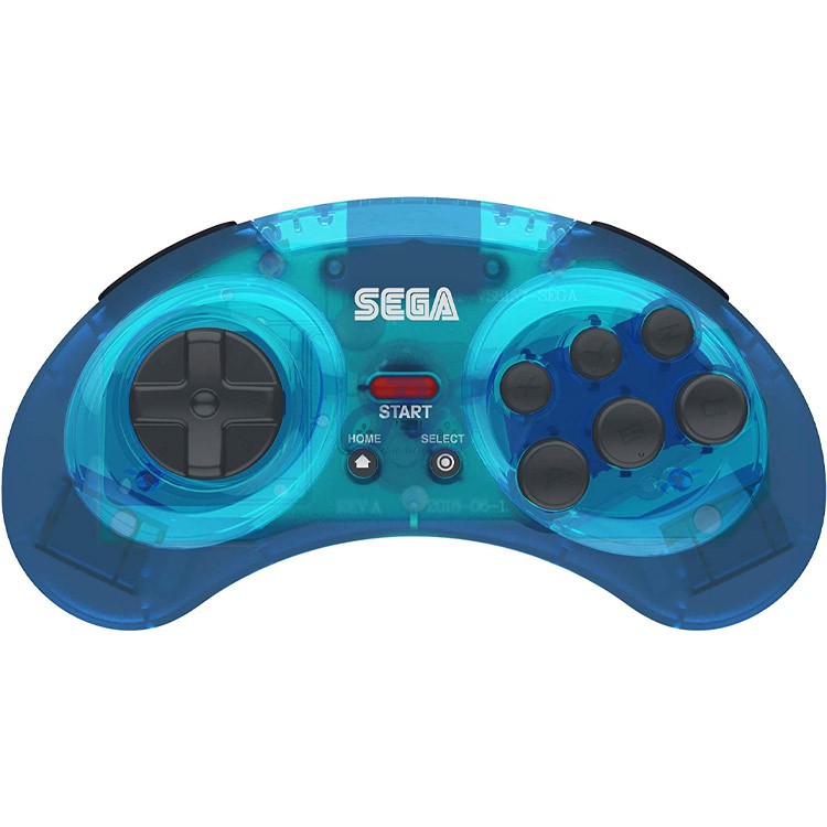 retrobit sega mega drive wireless 8buttons arcade pad clear blue