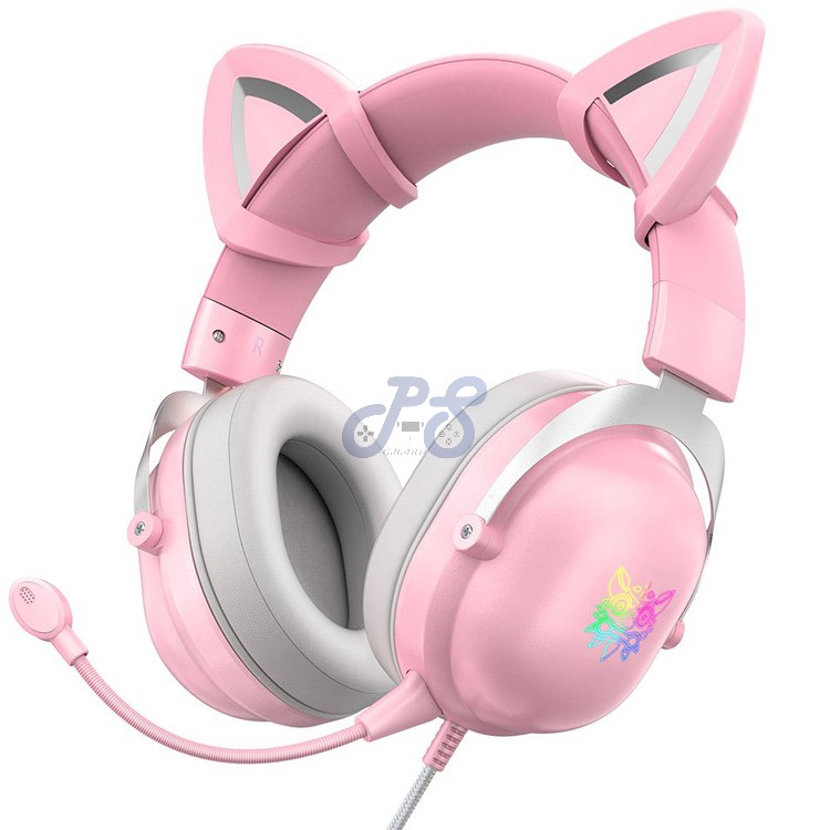 onikuma x11 gaming headset with cat ears pink
