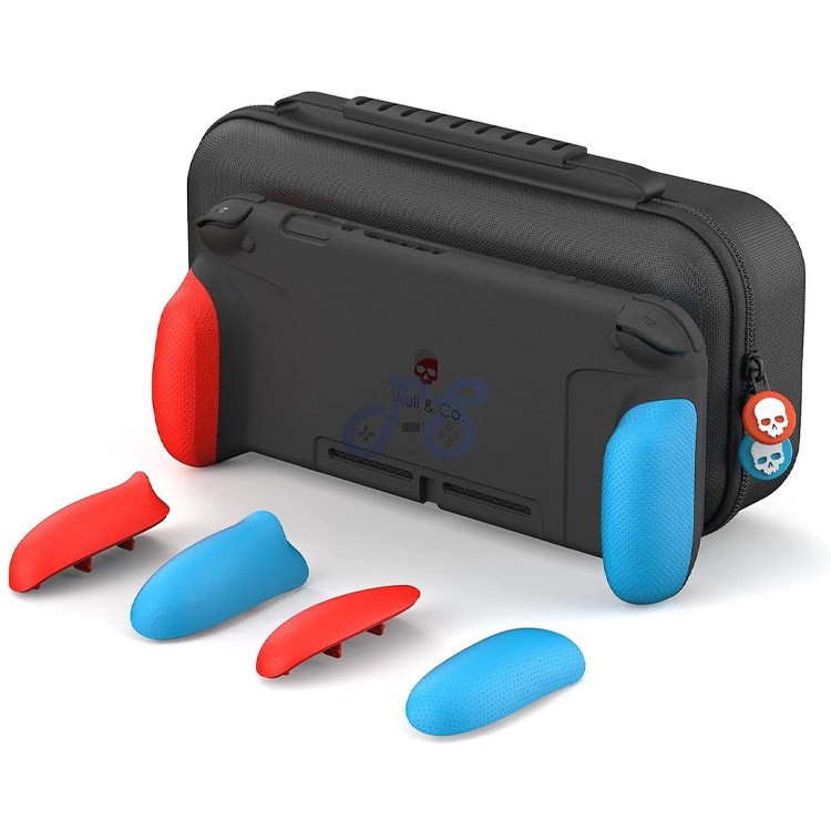 skull and co grip case bundle for nintendo switch redblue