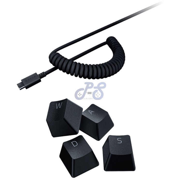 razer pbt keycap upgrade set coiled cable classic black