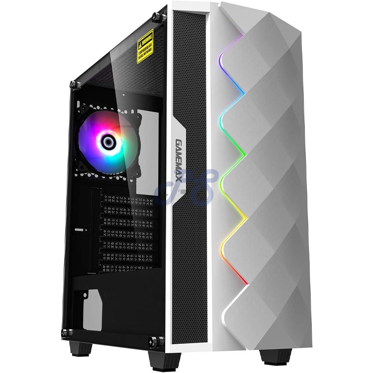 gamemax white diamond coc argb midtower gaming pc case