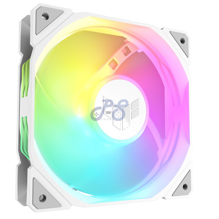 asus tuf gaming tr120 argb reverse blade pc case fan white