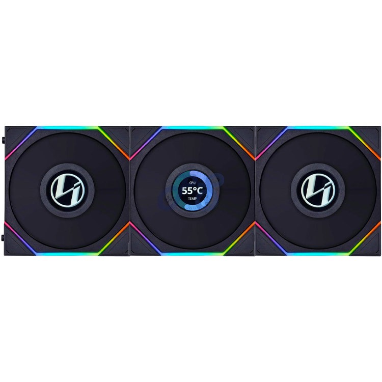 lian li uni tl120 lcd reverse blade 3in1 pc case fan black