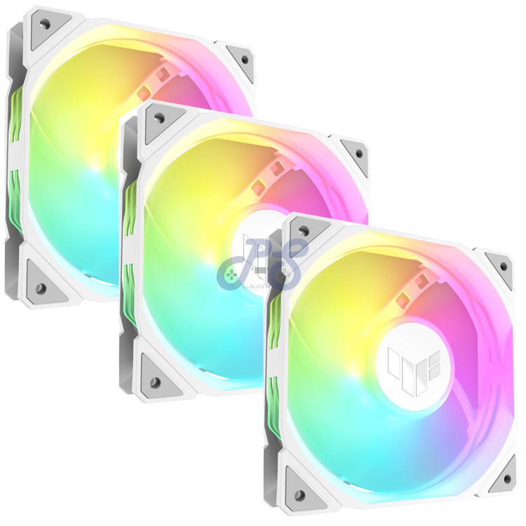 asus tuf gaming tr120 argb pc case fan triple pack white