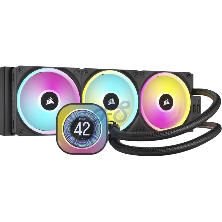 corsair icue link h150i lcd liquid cpu cooler 360mm black