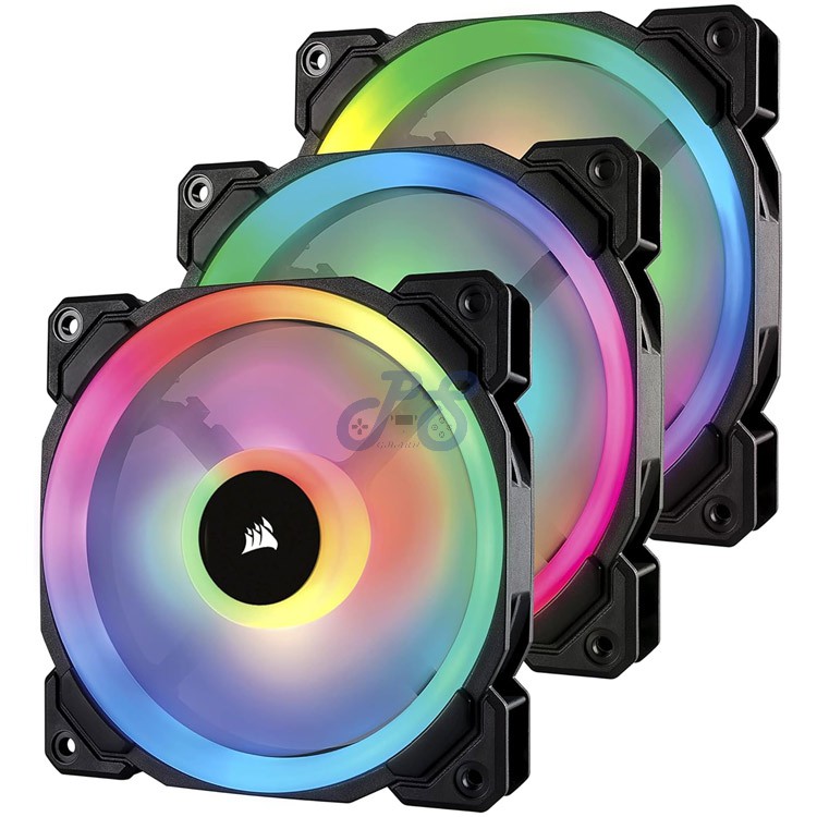 corsair ll120 rgb dual light loop pwm fan 3pk with lighting node pro