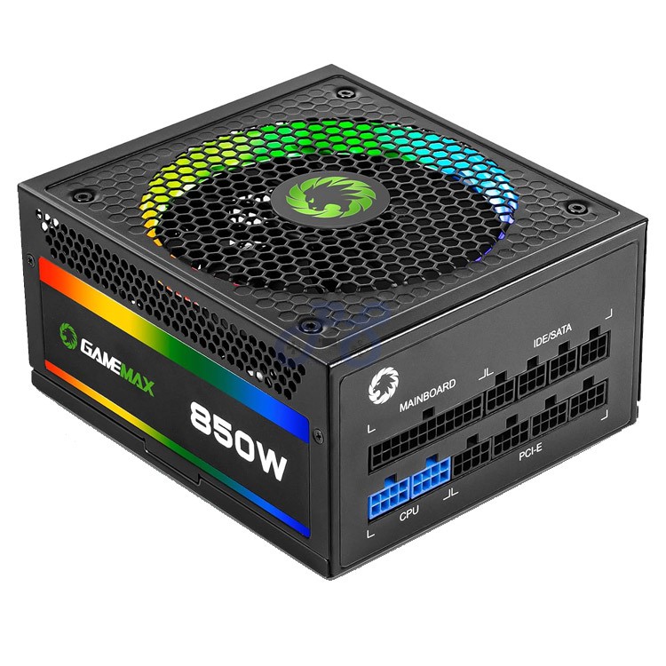 gamemax rgb850 rainbow modular power supply black