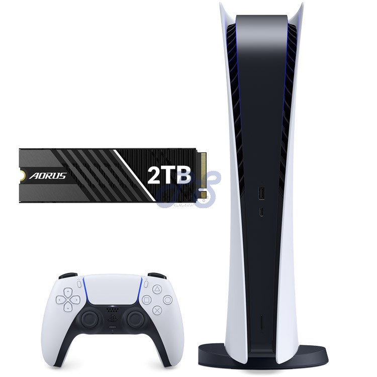 ps5 digital edition gigabyte aorus 7000s ssd with heatsink 2tb