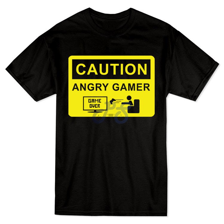 Caution Angry Gamer t shirt red 2258